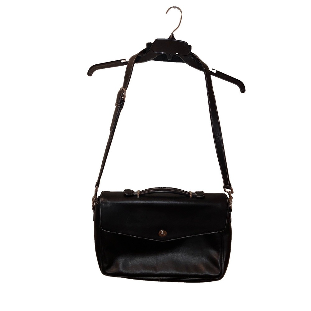 Coach Attache Messenger Bag F06457 Crossbody Black Leather Computer Bag Unisex